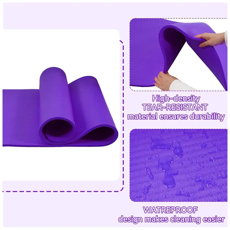 ✅ 1/2 Inch Extra Thick High Density Yoga Mat with Carrying Strap – Shock Absorbing Non Slip Exercise Fitness Mat for Yoga, Pilates & Home Gym Workout