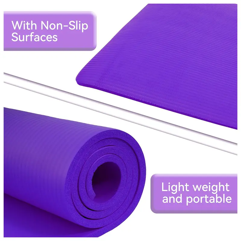 ✅ 1/2 Inch Extra Thick High Density Yoga Mat with Carrying Strap – Shock Absorbing Non Slip Exercise Fitness Mat for Yoga, Pilates & Home Gym Workout