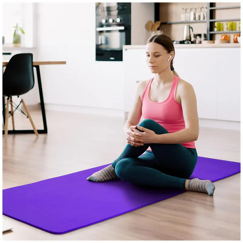 ✅ 1/2 Inch Extra Thick High Density Yoga Mat with Carrying Strap – Shock Absorbing Non Slip Exercise Fitness Mat for Yoga, Pilates & Home Gym Workout
