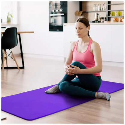 ✅ 1/2 Inch Extra Thick High Density Yoga Mat with Carrying Strap – Shock Absorbing Non Slip Exercise Fitness Mat for Yoga, Pilates & Home Gym Workout