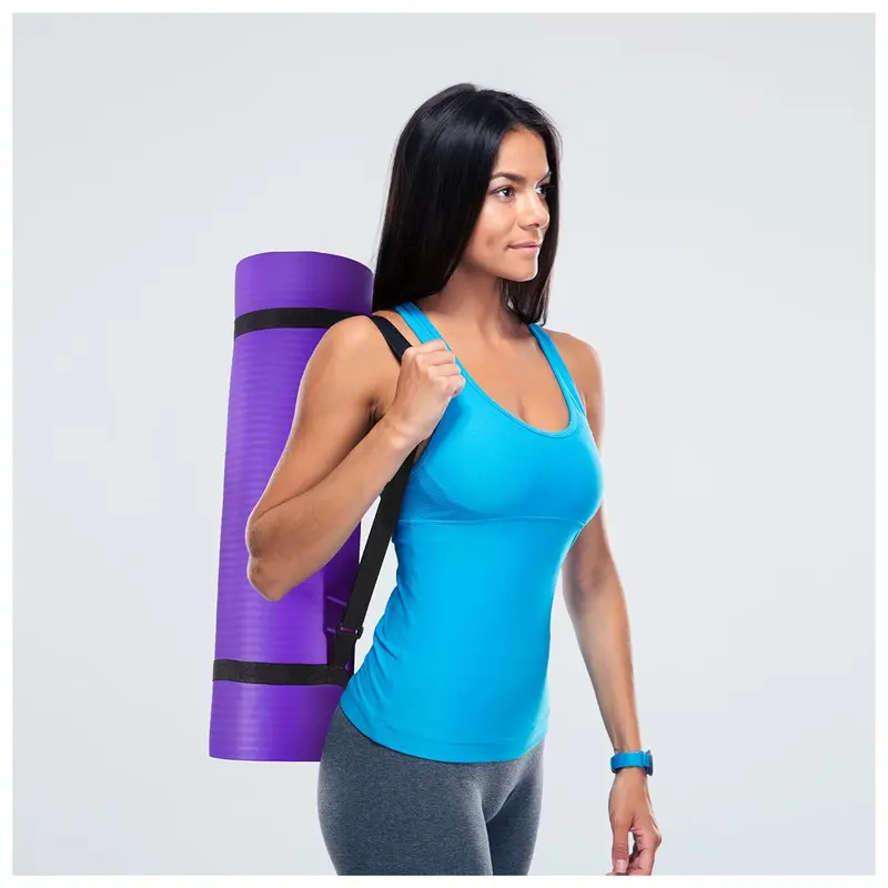 ✅ 1/2 Inch Extra Thick High Density Yoga Mat with Carrying Strap – Shock Absorbing Non Slip Exercise Fitness Mat for Yoga, Pilates & Home Gym Workout